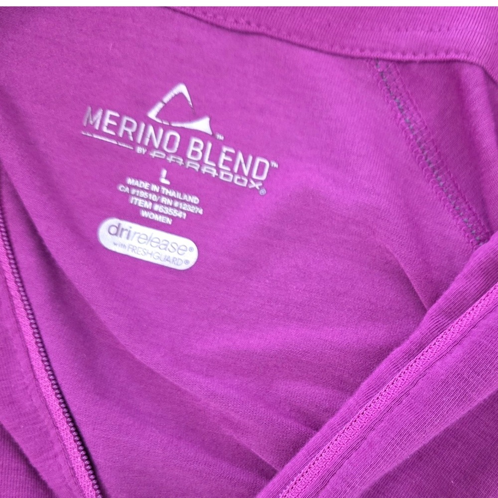 Paradox Merino Blend mock neck base layer 1/4‎ zip purple womens size large - Picture 7 of 9